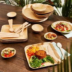 CASA Areca Leaf Platos 6 Unidades Con Cubierto Natural Best