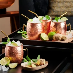 CASA Fancy Canas Para Coctel Con Cepillo Dorado Flash Sale