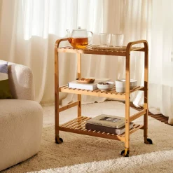 CASA Helge Estanteria Con Rueda Natural Cheap