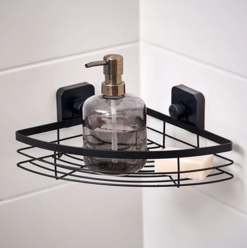 CASA Industria Rinconera Para Ducha Con Ventosas Negro Discount