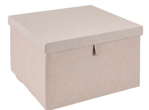 CASA Linolux Caja De Almacenaje Con Tapa Beis Best Sale