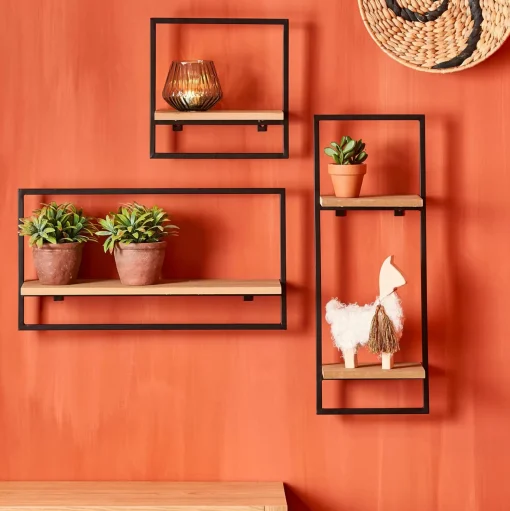 CASA Mix&Match Estanteria De Pared Negro, Natural Flash Sale