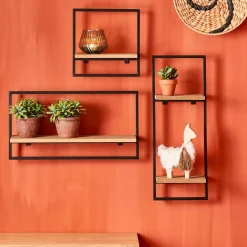 CASA Mix&Match Estanteria De Pared Negro, Natural Best Sale