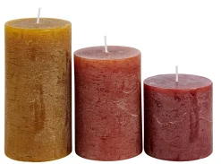 CASA Rustic Velas Juego De 3 Verde, Crema, Morado Claro Clearance