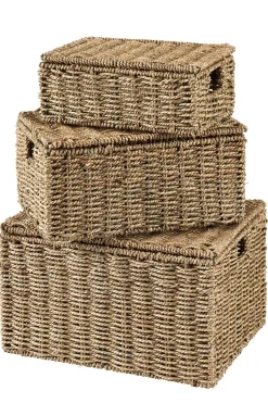 CASA Seagrass Cesta Almacenaje S Con Tapa Natural Discount