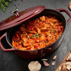 CASA Stew Olla Hierro Fundido Ovalado Rojo Oscuro Shop